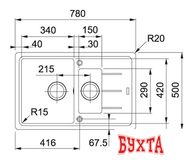 Кухонная мойка Franke BFG 651-78 (миндаль) 2