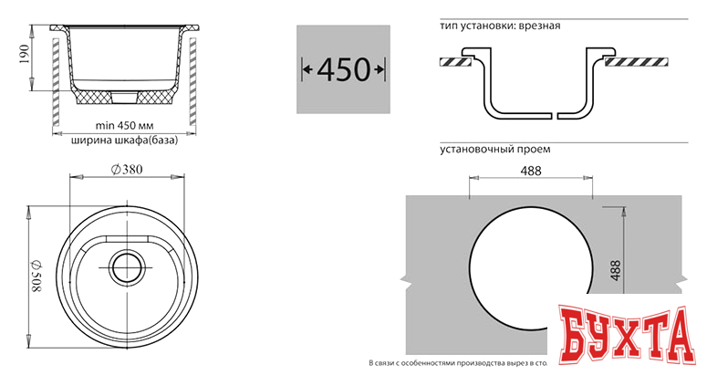Кухонная мойка GranFest GF-R510 (иней) 2