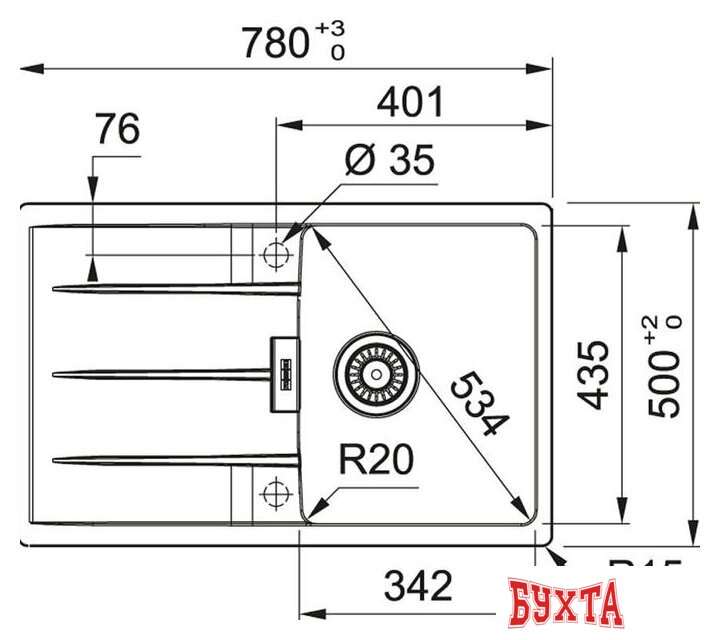 Кухонная мойка Franke Centro CNG 611/211-78 Fragranite 114.0639.689 (оникс) 2