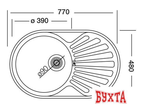 Кухонная мойка Kromevye EC 259 D 2
