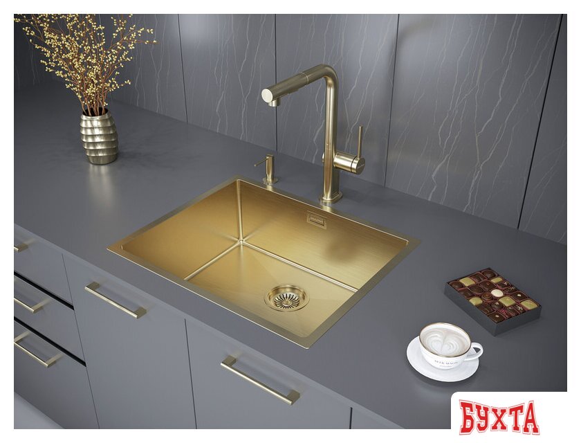 Кухонная мойка Paulmark Next 54 Uni PM215444-BG (золото/брашированное золото) 3