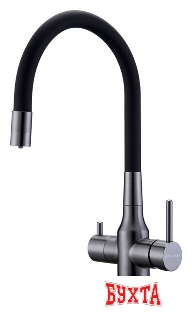 Смеситель Paulmark Salix Sa213419-GM (черный/вороненая сталь) 1