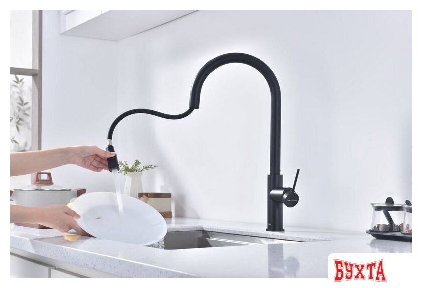 Смеситель Paulmark Galant Ga213077-GM (черный/вороненая сталь) 5