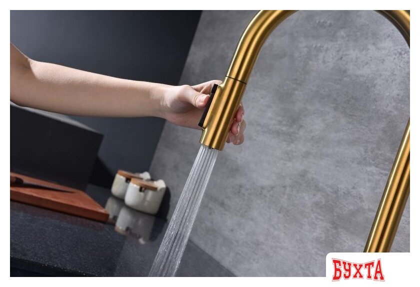 Смеситель Paulmark Iniversal Un213880-BG (золото/брашированное золото) 4