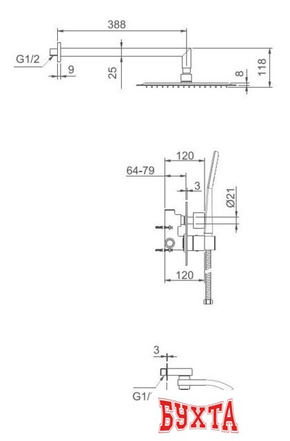 Душевая система Gappo G7107-40 2