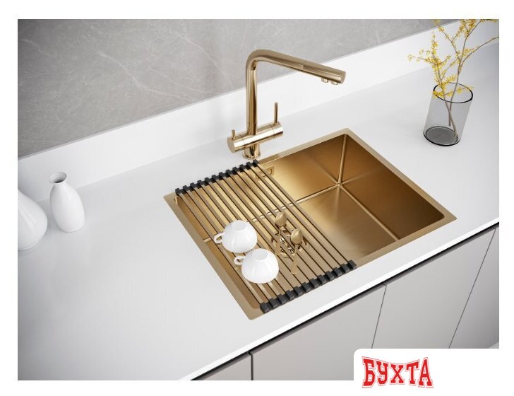 Кухонная мойка Paulmark Next 58 Uni PM215844-BG (золото/брашированное золото) 3
