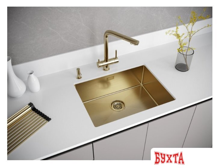 Кухонная мойка Paulmark Next 58 Uni PM215844-BG (золото/брашированное золото) 5
