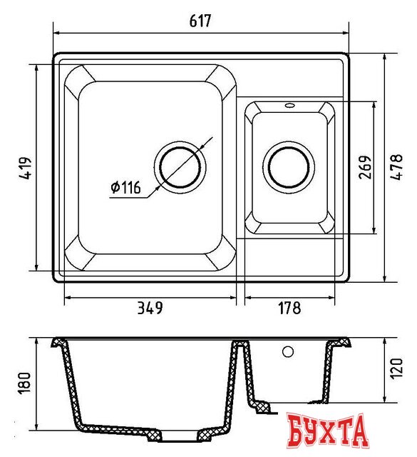 Кухонная мойка GranFest QUARZ 09 (песочный) 2