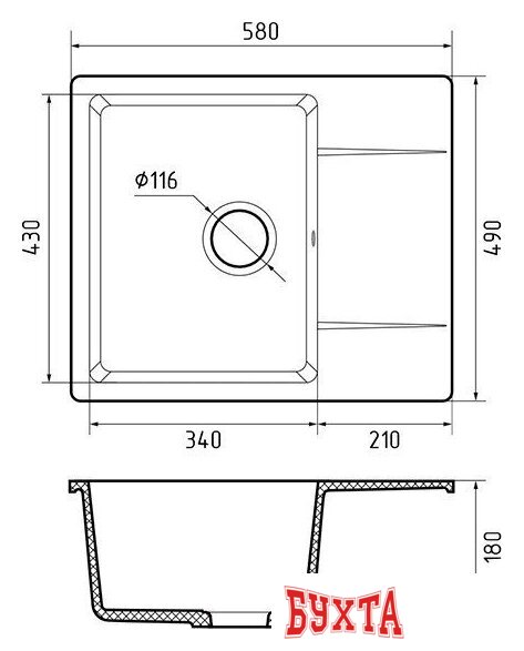 Кухонная мойка GranFest Urban GF-UR-258L (черный) 3
