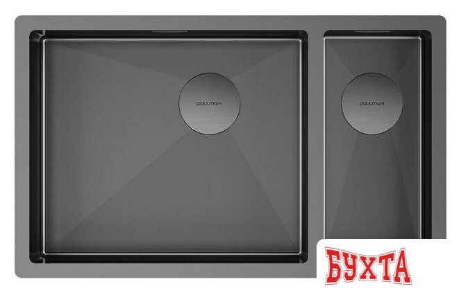 Кухонная мойка Paulmark Next 69/2S Uni PM226944-GML (черный/вороненая сталь)