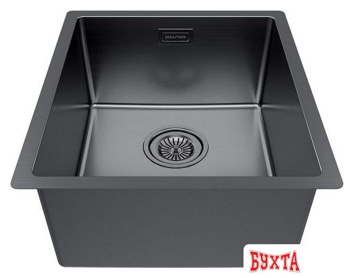 Кухонная мойка Paulmark Lassan 38 UNI LA38-GM (черный/вороненая сталь) 2