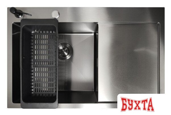 Кухонная мойка Stellar Decor S6550NB-L-D (нано черный)