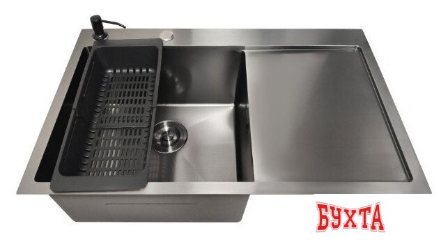 Кухонная мойка Stellar Decor S6550NB-L-D (нано черный) 2