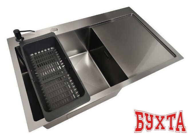 Кухонная мойка Stellar Decor S6550NB-L-D (нано черный) 4