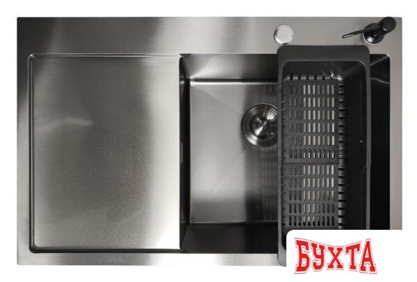 Кухонная мойка Stellar Decor S6550NB-R-D (нано черный)