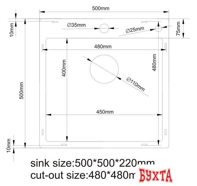 Кухонная мойка Stellar Nano E5050GE (серый) 5