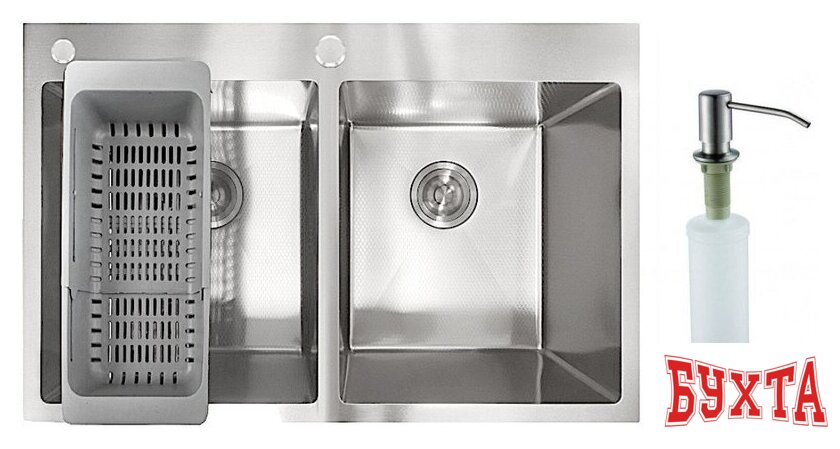 Кухонная мойка Stellar Decor S7850-2S-D (сатин) 1