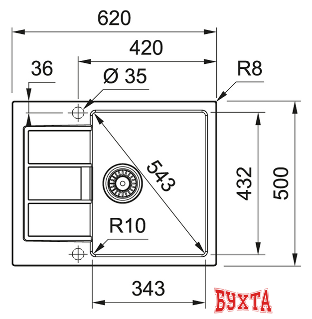 Кухонная мойка Franke Sirius 2.0 S2D 611-62 (500) Tectonite 143.0628.363 (белый) 2
