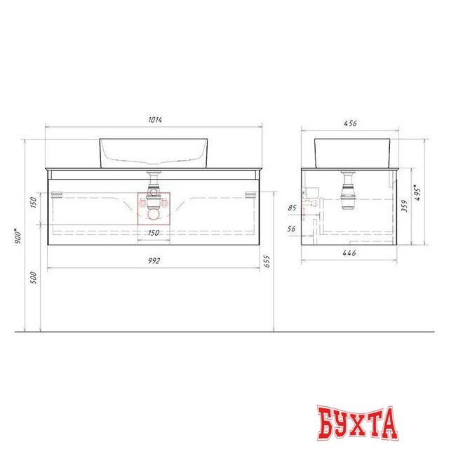Мебель для ванных комнат Aqwella Тумба под умывальник Geometria GE01101WM+STG1014X456GS 5