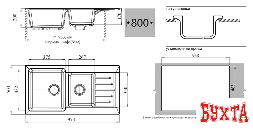Кухонная мойка GranFest GF-P980KL (серый) 2