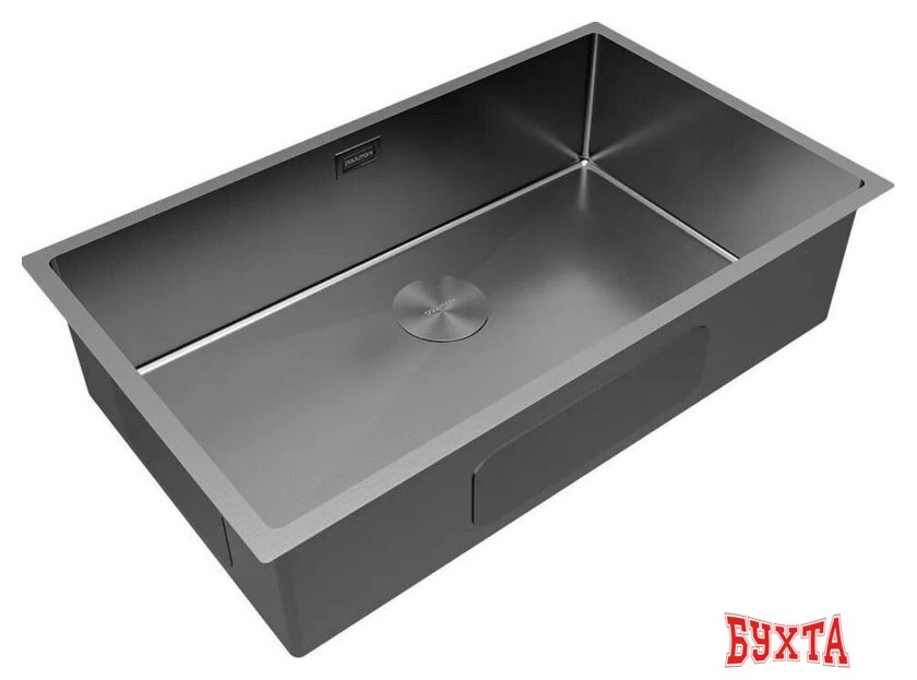 Кухонная мойка Paulmark Next 74 UNI PM217444-GM (черный/вороненая сталь) 2