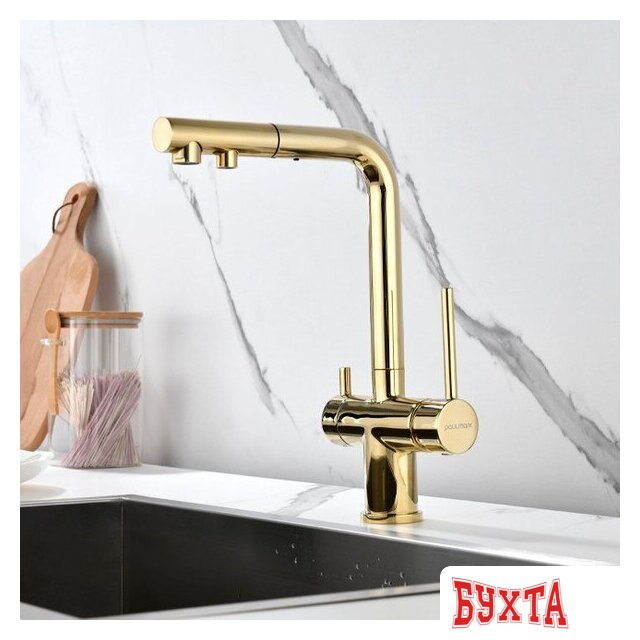 Смеситель Paulmark Serpentine SE213222-G (золото) 2