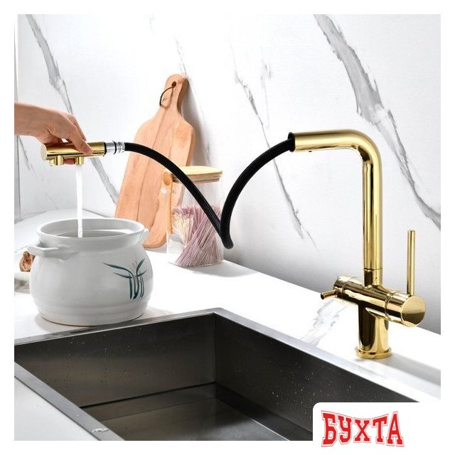 Смеситель Paulmark Serpentine SE213222-G (золото) 3