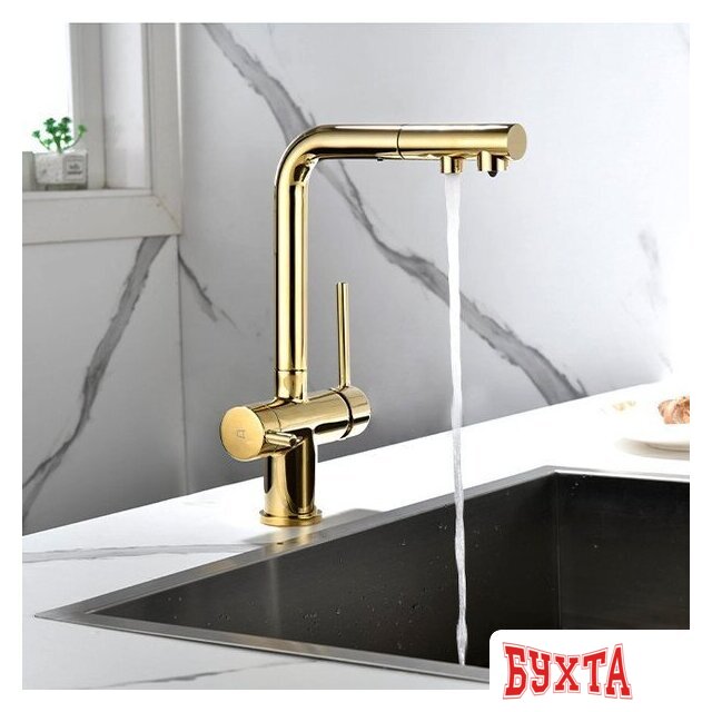 Смеситель Paulmark Serpentine SE213222-G (золото) 5