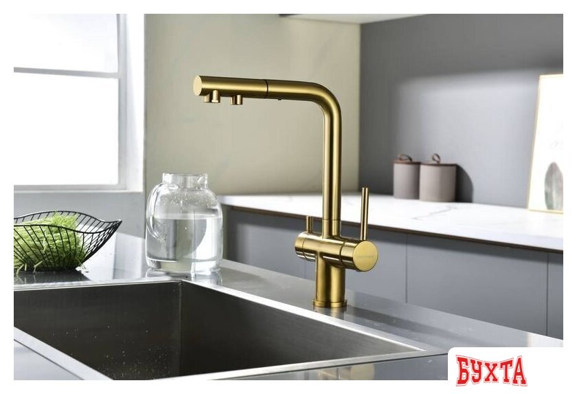 Смеситель Paulmark Serpentine Se213222-BG (золото/брашированное золото) 3