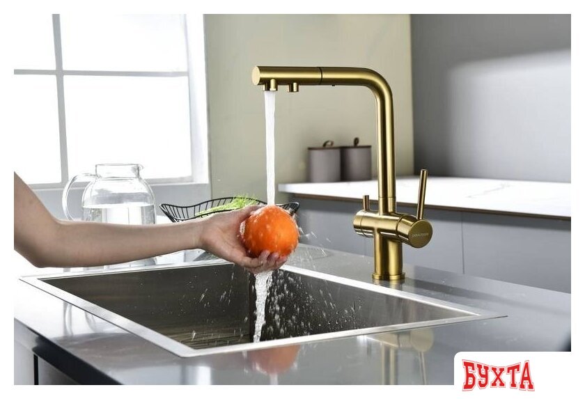 Смеситель Paulmark Serpentine Se213222-BG (золото/брашированное золото) 4