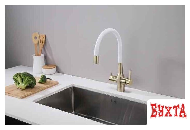 Смеситель Paulmark Salix Sa213419-BRw (бронза/белый) 3