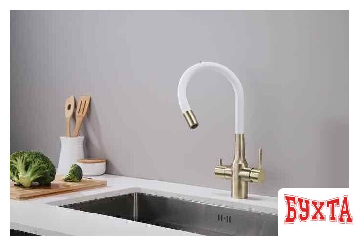 Смеситель Paulmark Salix Sa213419-BRw (бронза/белый) 4