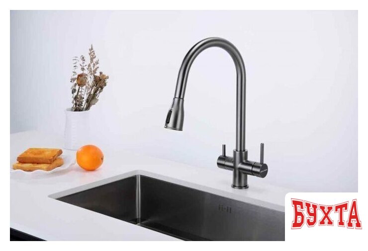 Смеситель Paulmark Lange La214212-GM (вороненая сталь) 3