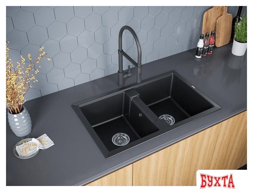 Кухонная мойка Paulmark Tandem 80/2 PM238150-BLM 3