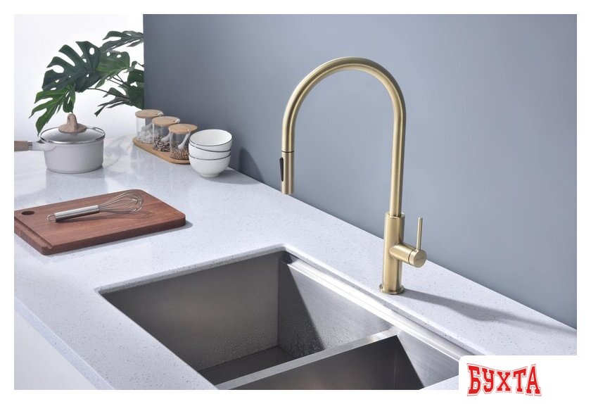 Смеситель Paulmark Senso Se215180-SBG (золото/светлое брашированное золото) 2