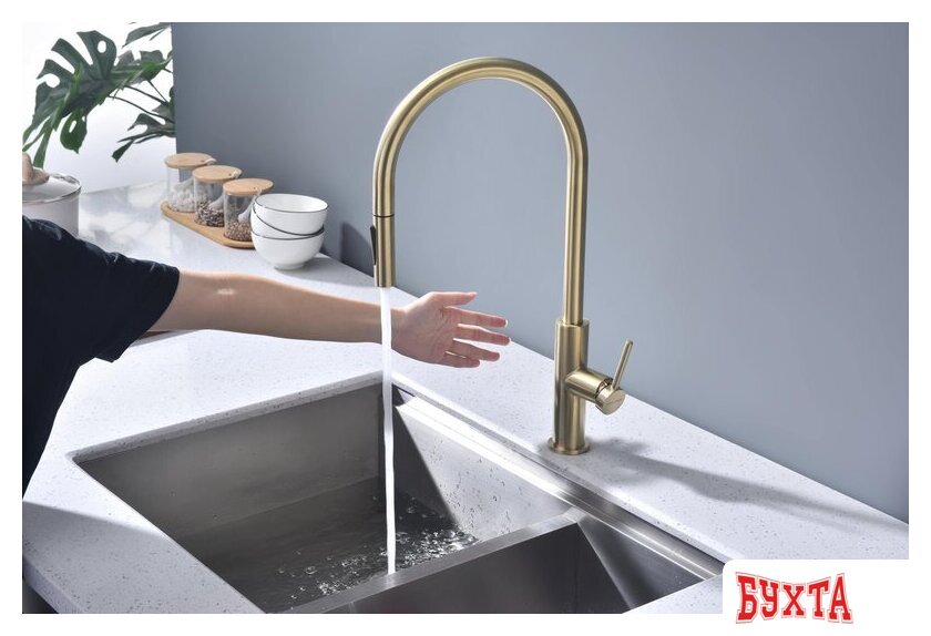 Смеситель Paulmark Senso Se215180-SBG (золото/светлое брашированное золото) 5