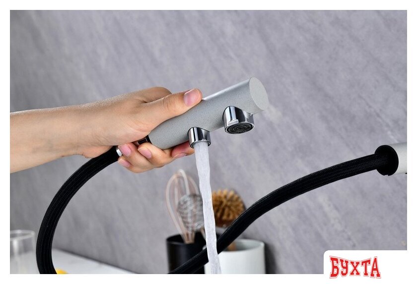 Смеситель Paulmark Serpentine SE213222-GRS (серый/серый дым) 5