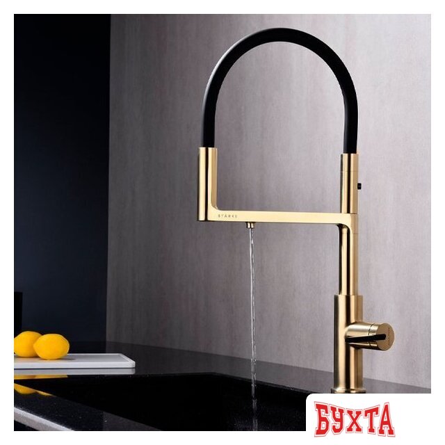 Смеситель Paulmark Tornado TO213402-SBG (светло брашированное золото) 5