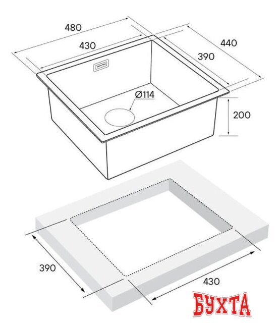 Кухонная мойка Paulmark Aller 48 Uni PM804844-GM (черный/вороненая сталь) 4
