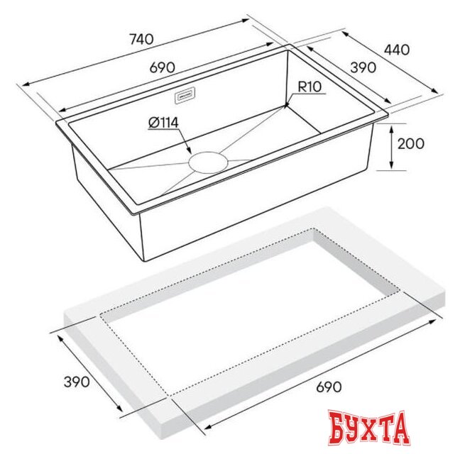 Кухонная мойка Paulmark Aller 74 UNI PM807444-GM 4
