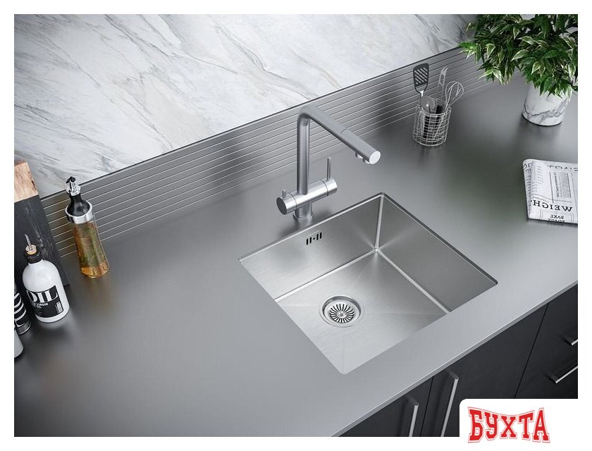 Кухонная мойка Paulmark Gerberg 48 UNI PM254844-BS (стальной/брашированная сталь) 3