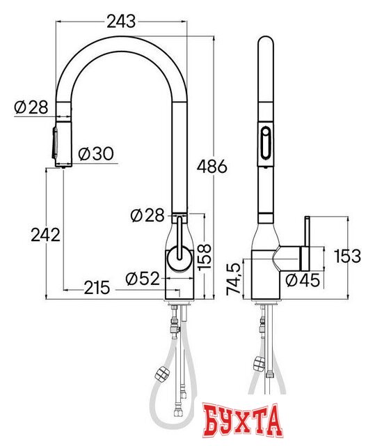 Смеситель Paulmark Iniversal Un213880-BS (стальной/нержавеющая сталь) 2