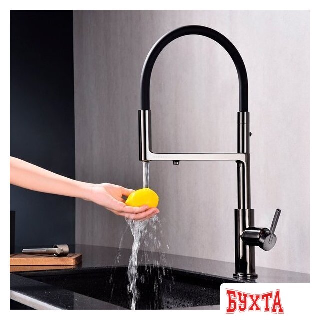 Смеситель Paulmark Tornado TO213402-GB (глянцевый черный) 4