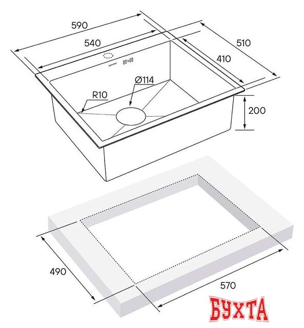 Кухонная мойка Paulmark Kroner 59 PM215951-BG 4