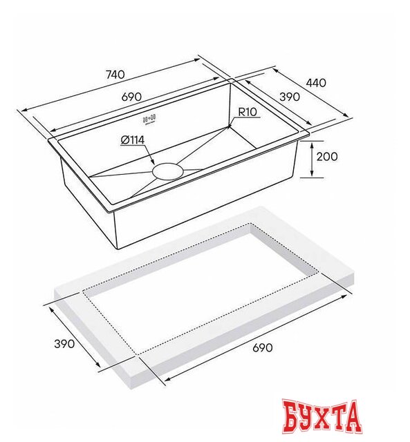 Кухонная мойка Paulmark Gerberg 74 Uni PM257444-GM 3