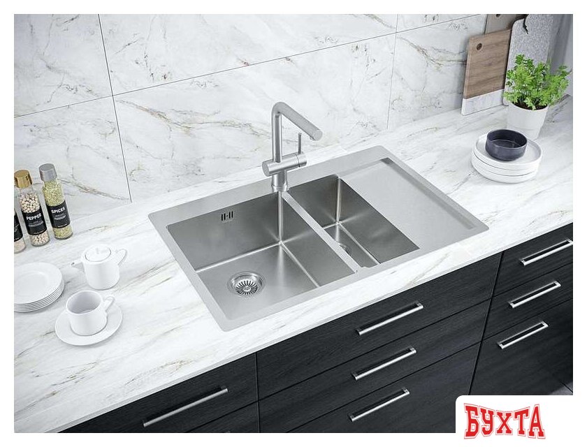 Кухонная мойка Paulmark Kroner 78/2SF PM227851-BSL 2