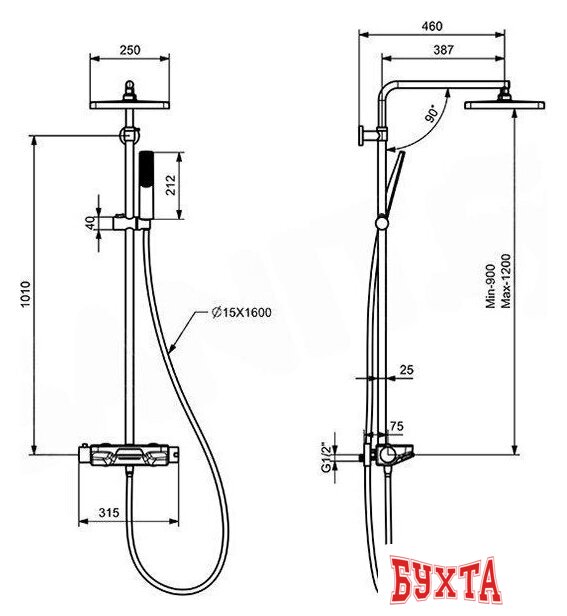 Душевая система Teska Perla Mix DK1020 2