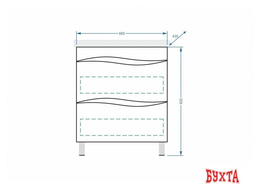 Мебель для ванных комнат Vako Тумба под умывальник Аква Como 70 18187 3