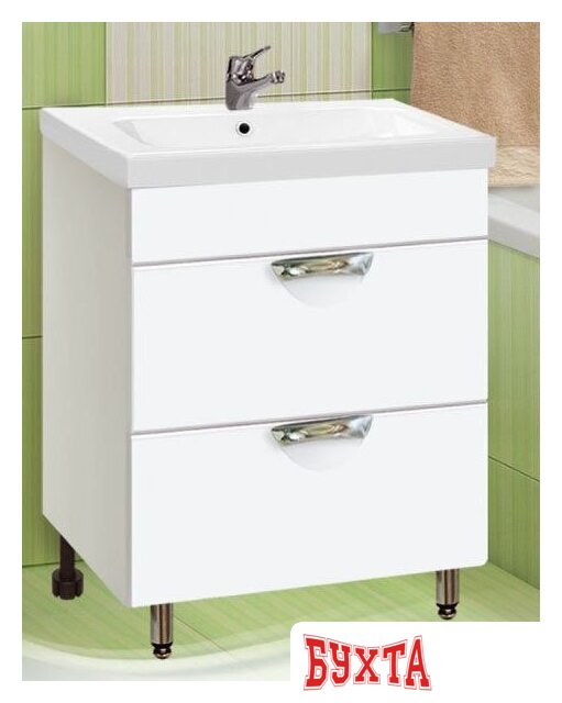Мебель для ванных комнат Vako Тумба под умывальник Ника Como 60 (2 ящика, белый)