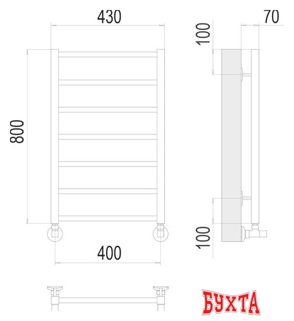 Полотенцесушитель TERMINUS Контур П7 400x800 3